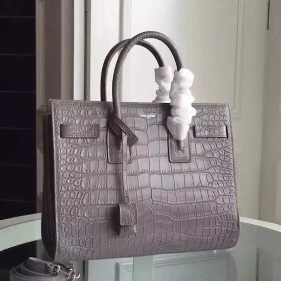 Replica Saint Laurent Small Sac De Jour Croc Embossed Grey Bag